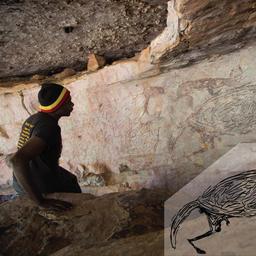 Afbeelding van kangoeroe is de oudste ontdekte rotstekening van Australië