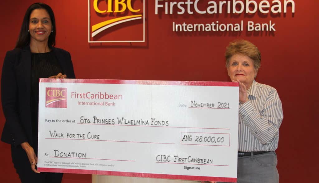 CIBC FirstCaribbean’s doneert 28.000 gulden aan stichting Prinses Wilhelmina