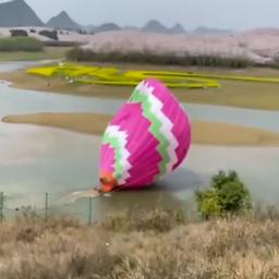 Video | Chinese luchtballon stort in meer door harde wind
