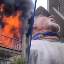 Video | Hardloper helpt vrouw uit brandende Amerikaanse hotelkamer te springen